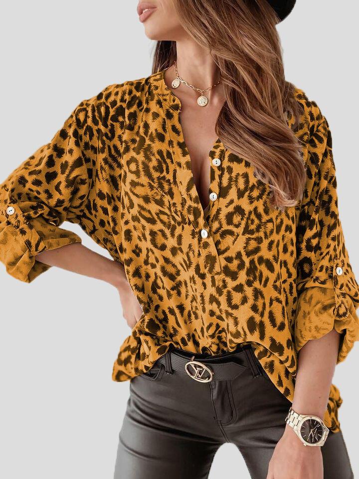 Women's Blouses Leopard Print Long Sleeve Button Blouses - LuckyFash™