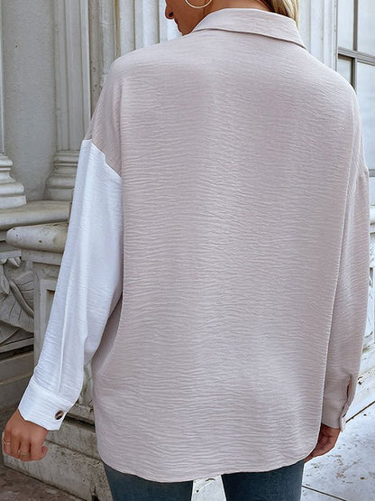 Blouses Long Sleeve Casual Color Matching Blouse - LuckyFash™