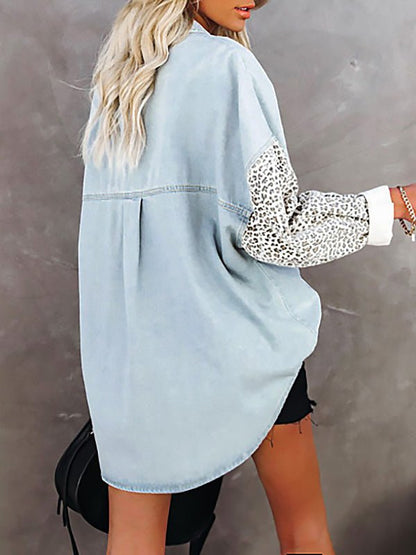 Blouses Long Sleeve Leopard Print Lapel  Blouse - LuckyFash™