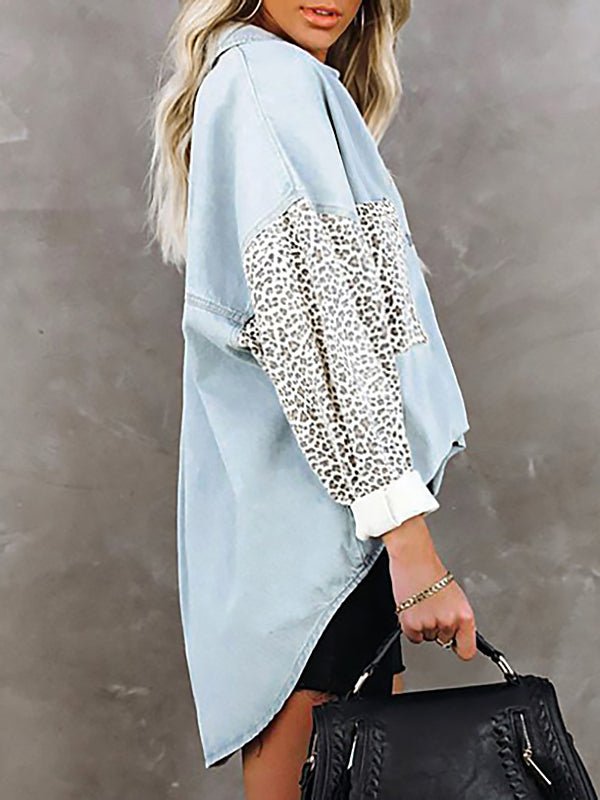 Blouses Long Sleeve Leopard Print Lapel  Blouse - LuckyFash™