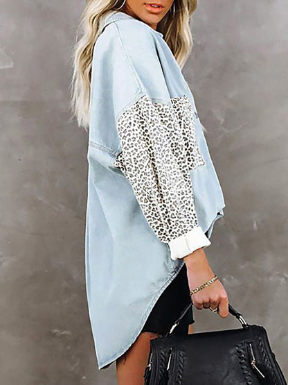 Blouses Long Sleeve Leopard Print Lapel  Blouse - LuckyFash™