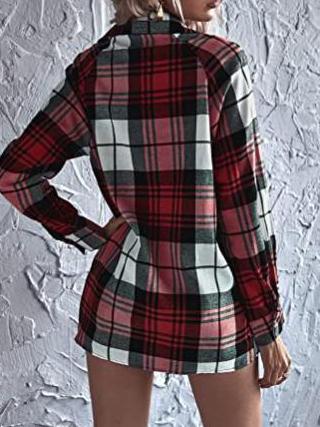 Women's Blouses Loose Button Long Sleeve Plaid Blouse - LuckyFash™