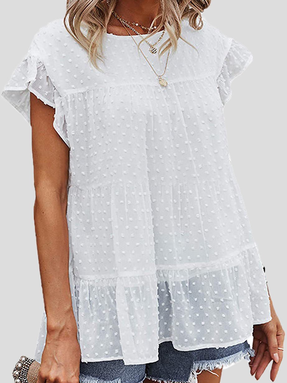 Women's Blouses Loose Polka Dot Ruffle Sleeve Blouse - LuckyFash™