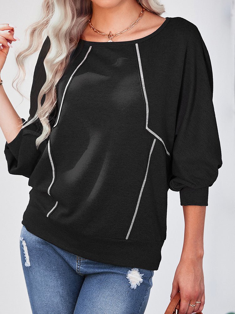 Blouses Loose Pullover Splicing Long Sleeve Blouse - LuckyFash™