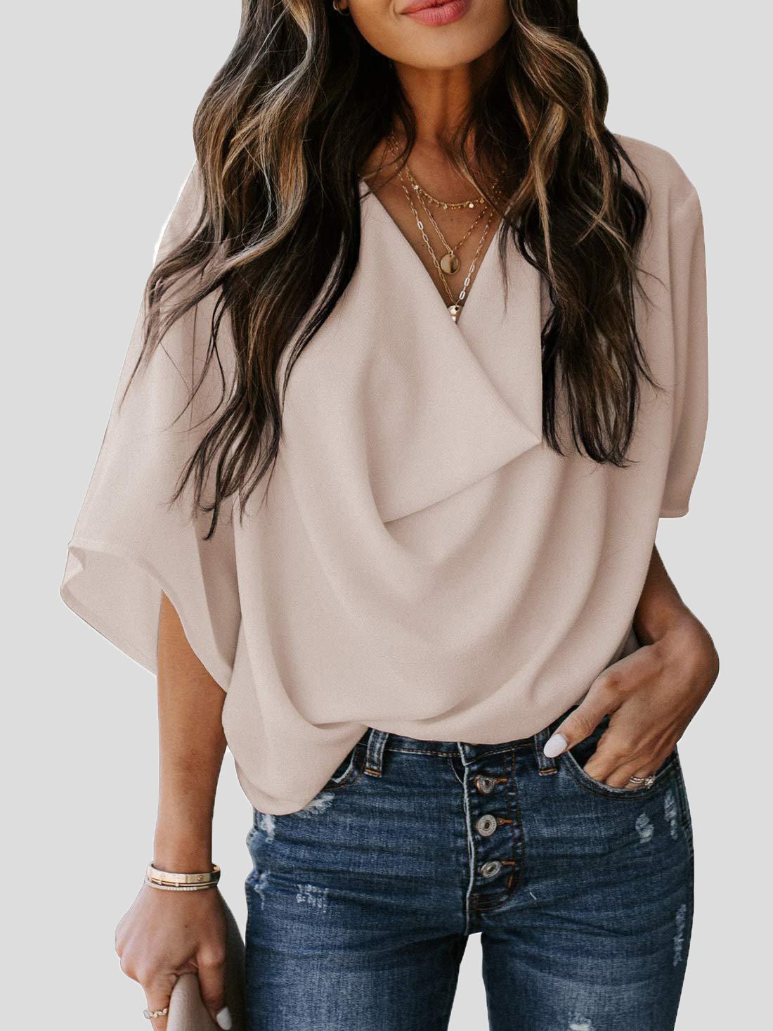 Women's Blouses Loose Solid Pile Collar Chiffon Blouse - LuckyFash™