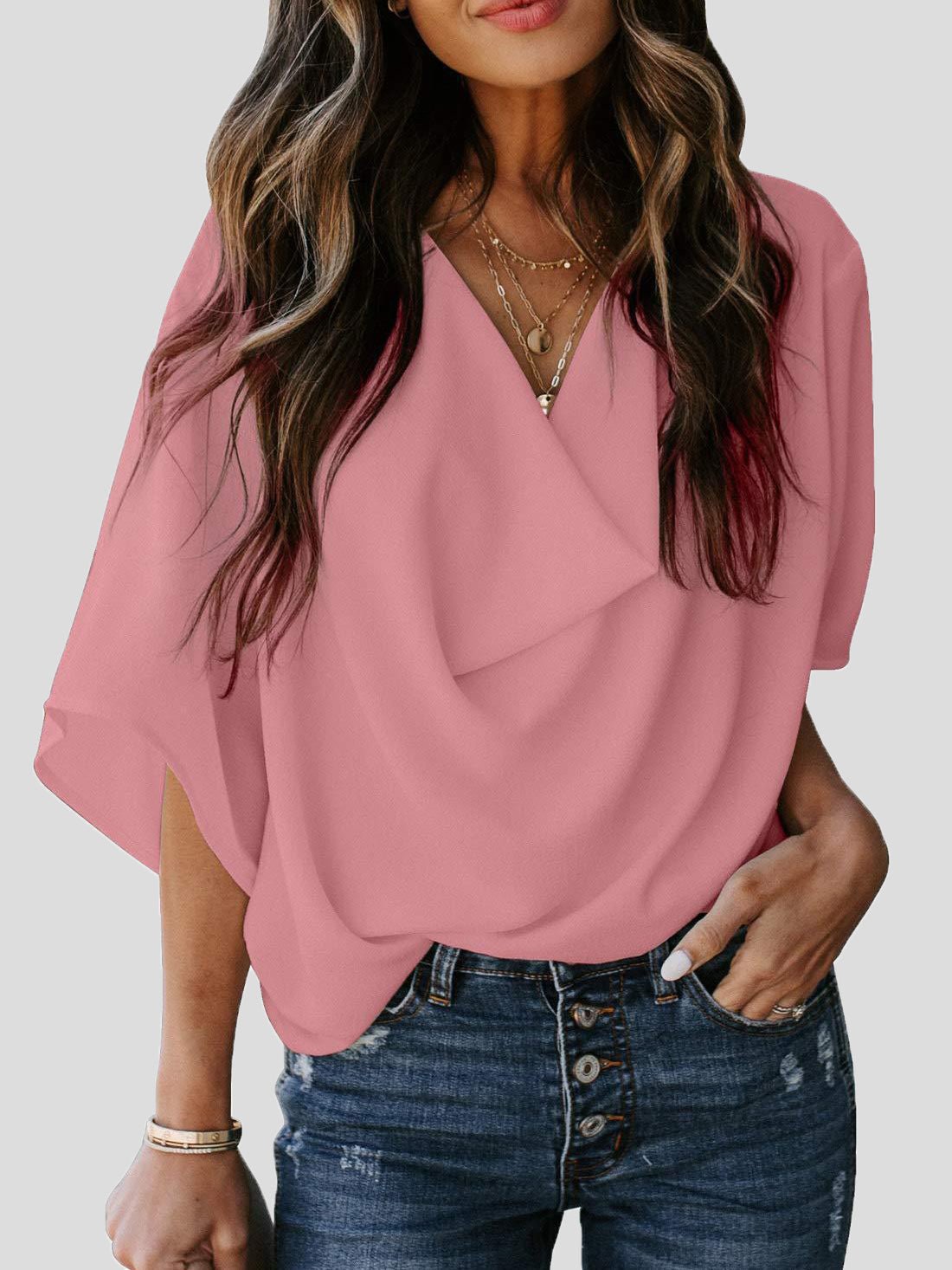 Women's Blouses Loose Solid Pile Collar Chiffon Blouse - LuckyFash™