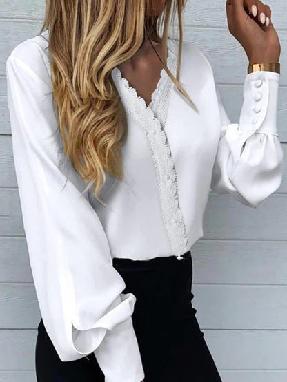 Women's Blouses Printed Lace Long Sleeve Blouse - LuckyFash™