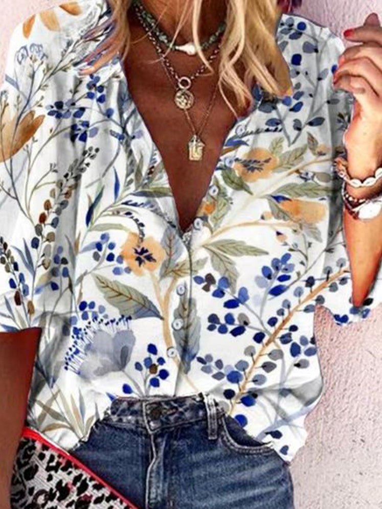 Women's Blouses Printed Lapel Button Casual Blouse - LuckyFash™