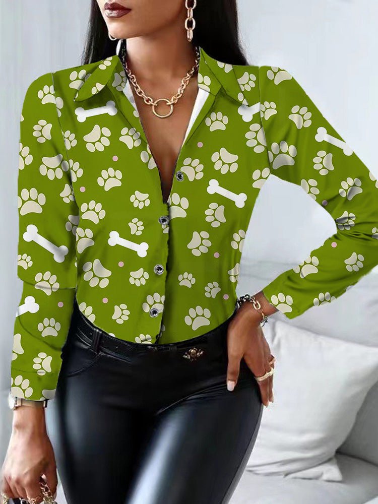 Women's Blouses Printed Lapel Button Long Sleeve Blouse - LuckyFash™