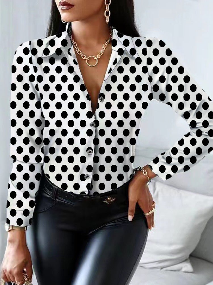 Women's Blouses Printed Lapel Button Long Sleeve Blouse - LuckyFash™