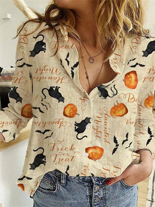 Women's Blouses Printed Lapel Button Long Sleeve Casual Blouses - LuckyFash™