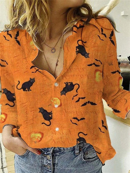 Women's Blouses Printed Lapel Button Long Sleeve Casual Blouses - LuckyFash™