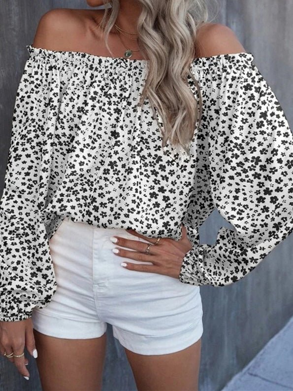 Women's Blouses Printed One-Shoulder Long Sleeve Blouse - LuckyFash™