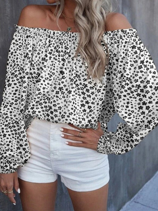 Women's Blouses Printed One-Shoulder Long Sleeve Blouse - LuckyFash™