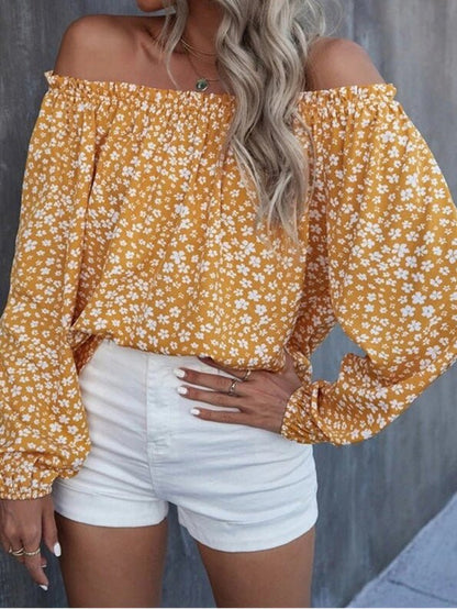 Women's Blouses Printed One-Shoulder Long Sleeve Blouse - LuckyFash™