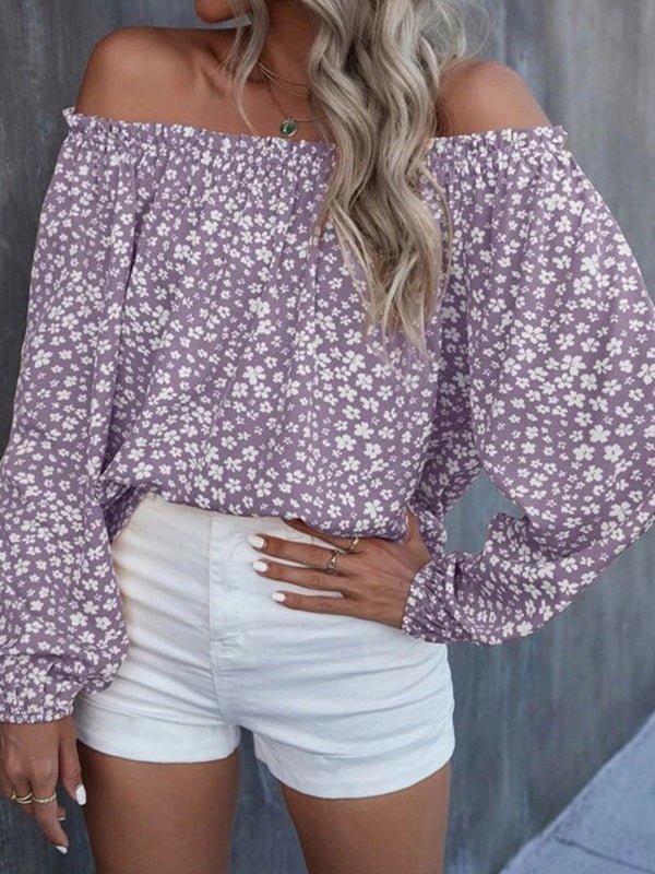 Women's Blouses Printed One-Shoulder Long Sleeve Blouse - LuckyFash™