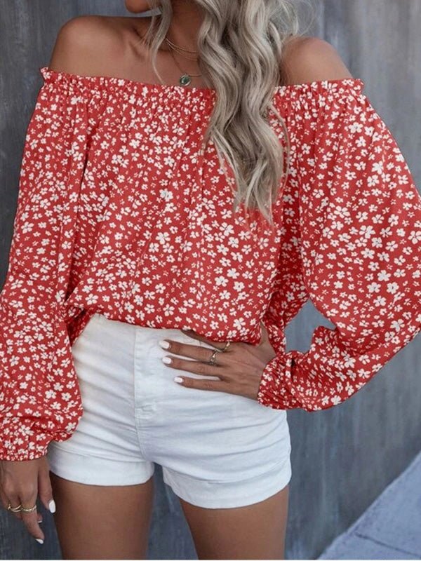 Women's Blouses Printed One-Shoulder Long Sleeve Blouse - LuckyFash™