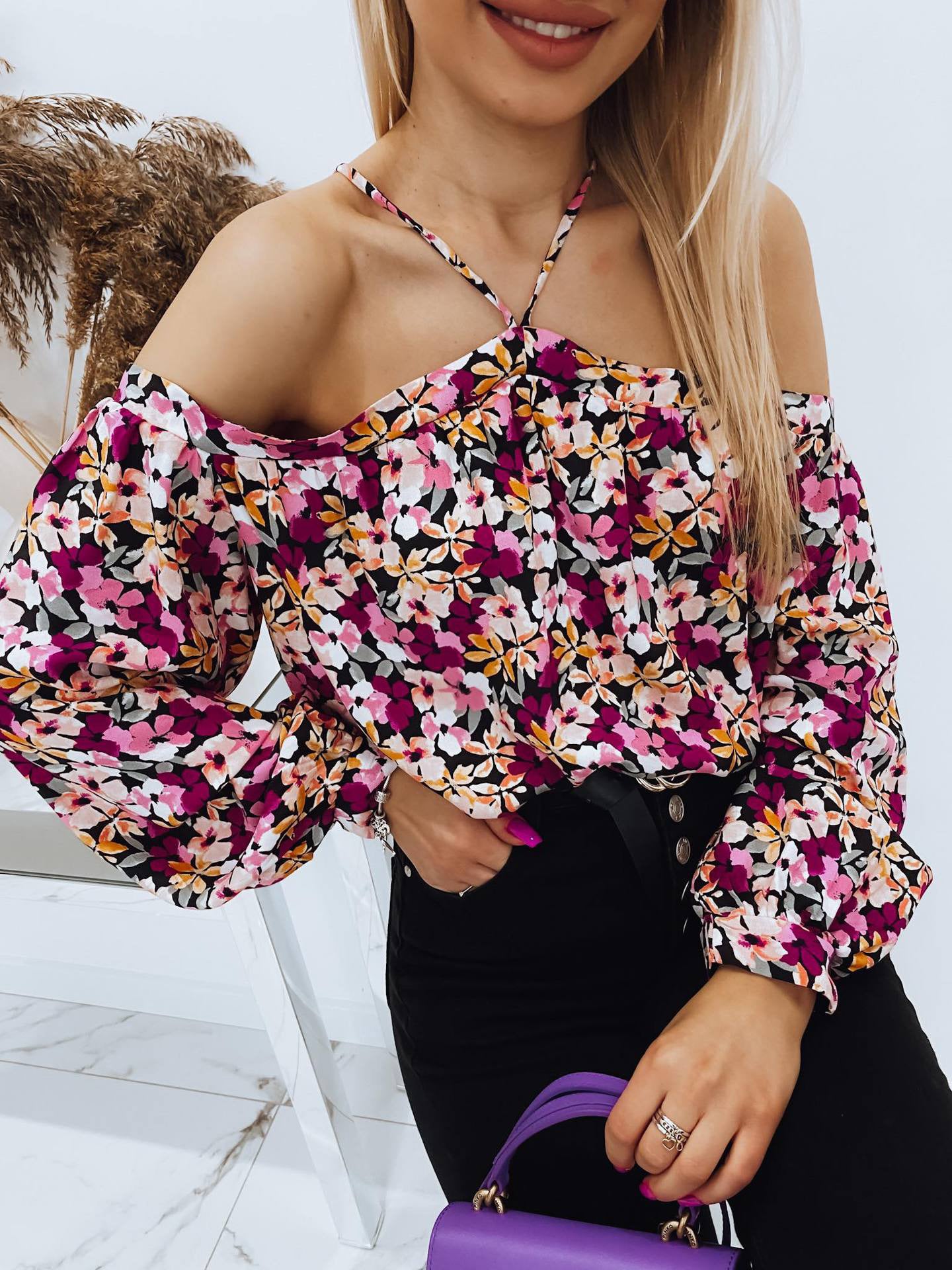 Women's Blouses Printed One-Shoulder Long Sleeve Blouse - LuckyFash™