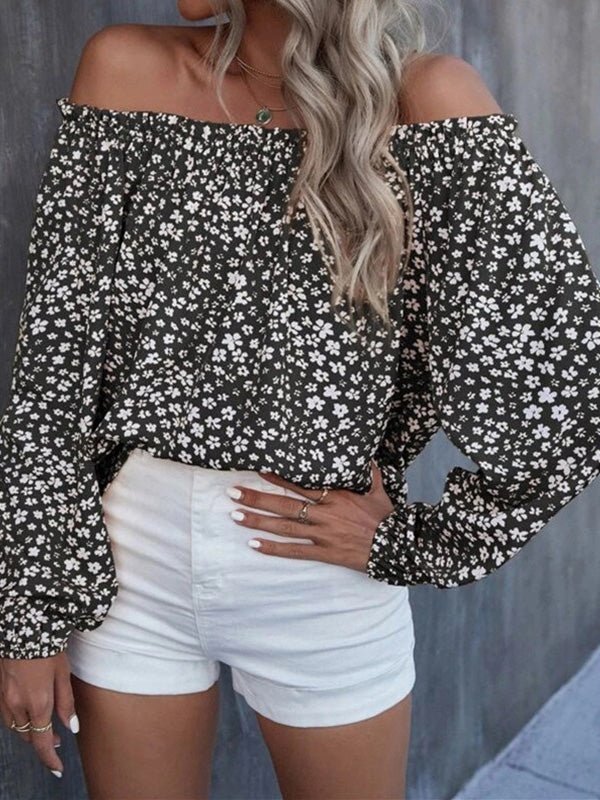 Women's Blouses Printed One-Shoulder Long Sleeve Blouse - LuckyFash™