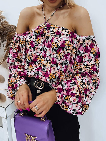 Women's Blouses Printed One-Shoulder Long Sleeve Blouse - LuckyFash™