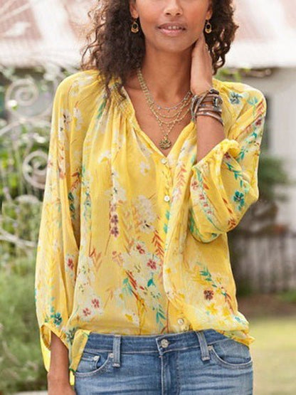 Women's Blouses Printed Stand Collar 3/4 Sleeves Blouse - LuckyFash™