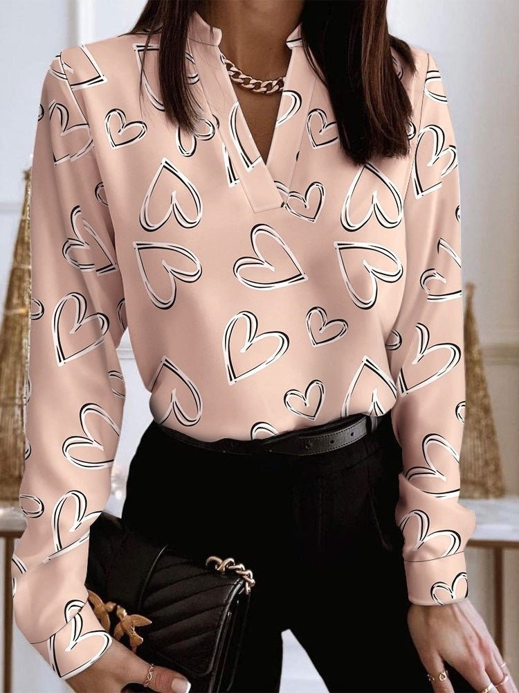 Women's Blouses Printed V-Neck Long Sleeve Blouse - LuckyFash™