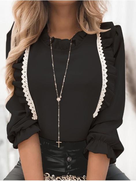 Women's Blouses Ruffled Lace Stitching Long Sleeves Blouse - LuckyFash™