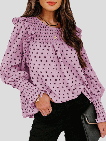 Women's Blouses Ruffled Lantern Sleeve Polka Dot Blouse - LuckyFash™