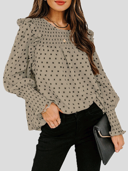 Women's Blouses Ruffled Lantern Sleeve Polka Dot Blouse - LuckyFash™