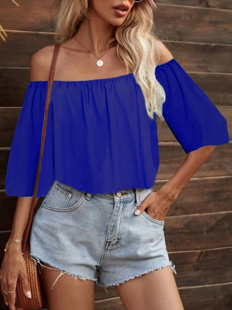 Women's Blouses Solid One-Shoulder Mid Sleeve Blouse - LuckyFash™