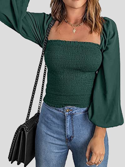 Women's Blouses Square Neck Long Sleeves Slim Blouse - LuckyFash™