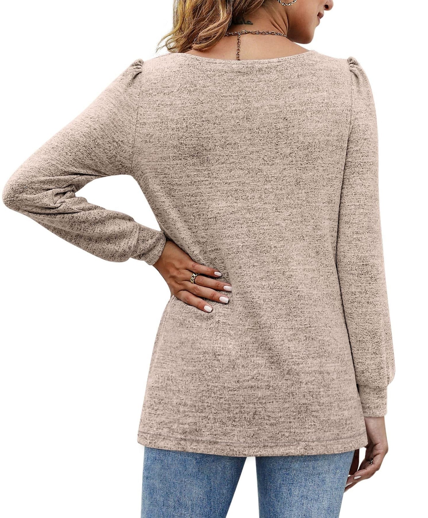 Women‘s Blouses Square Neck Puff Sleeve Casual Blouse - LuckyFash™