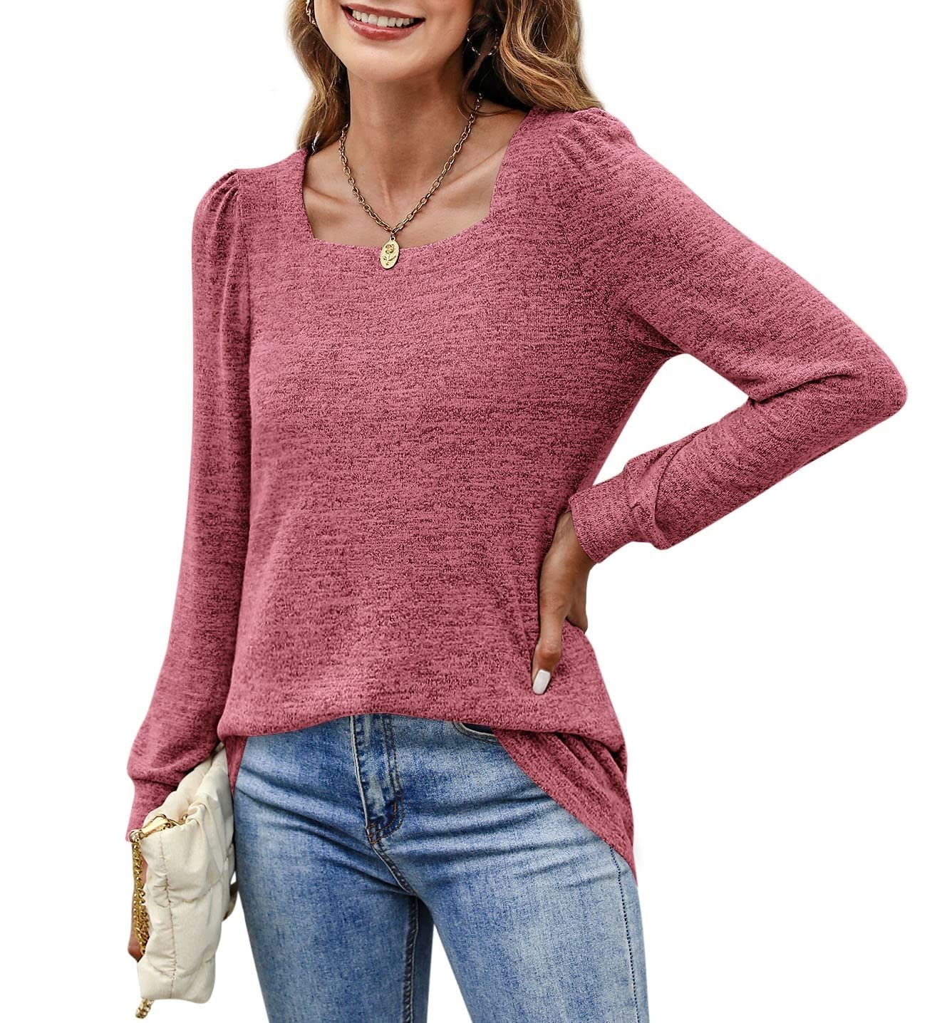 Women‘s Blouses Square Neck Puff Sleeve Casual Blouse - LuckyFash™