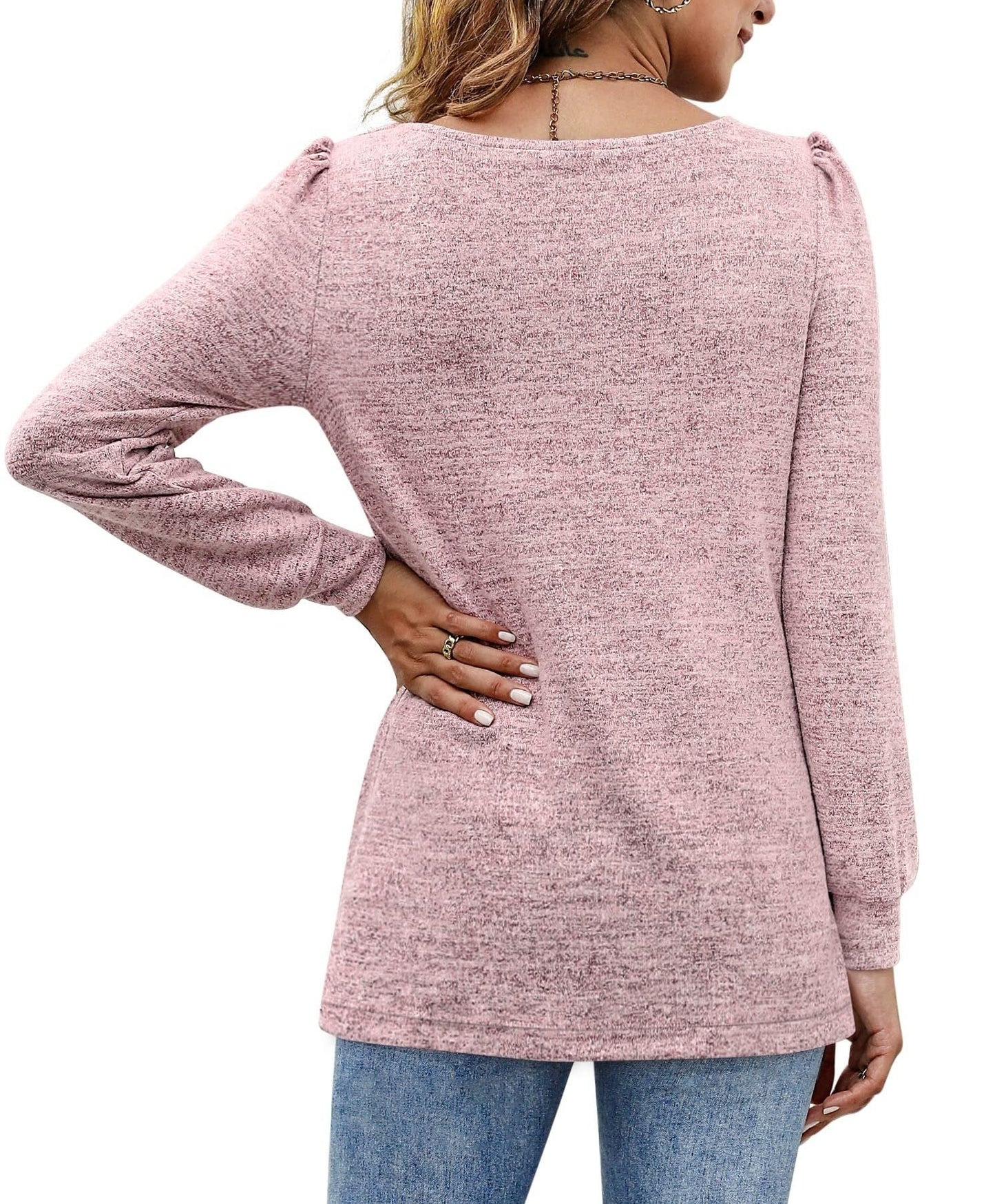 Women‘s Blouses Square Neck Puff Sleeve Casual Blouse - LuckyFash™