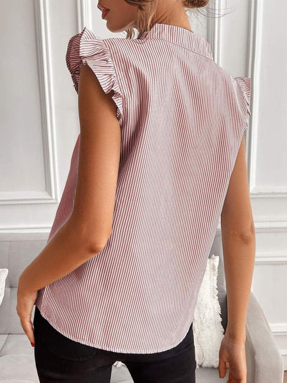 Women's Blouses Stand Collar Striped Slim Blouse - LuckyFash™