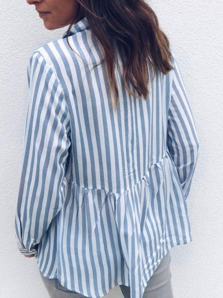 Women's Blouses Striped Button Pocket Long Sleeve Blouse - LuckyFash™