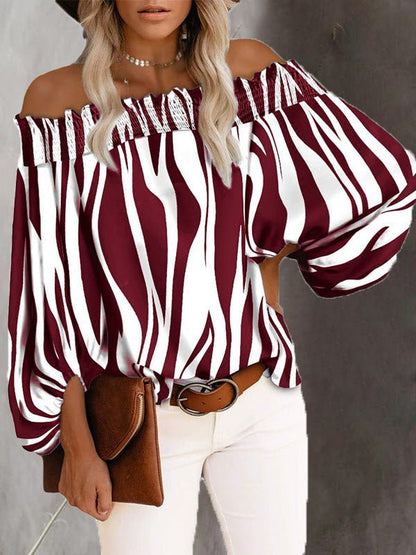 Women's Blouses Striped One-Shoulder Chiffon Blouse - LuckyFash™