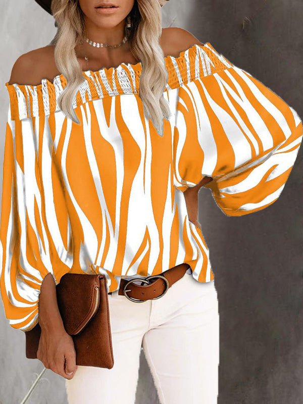 Women's Blouses Striped One-Shoulder Chiffon Blouse - LuckyFash™