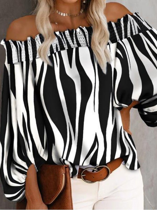 Women's Blouses Striped One-Shoulder Chiffon Blouse - LuckyFash™