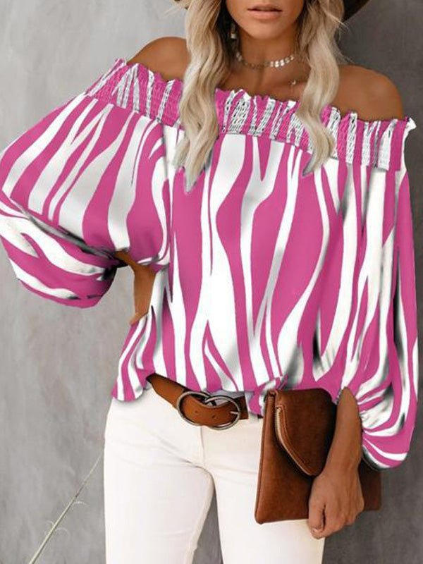 Women's Blouses Striped One-Shoulder Chiffon Blouse - LuckyFash™