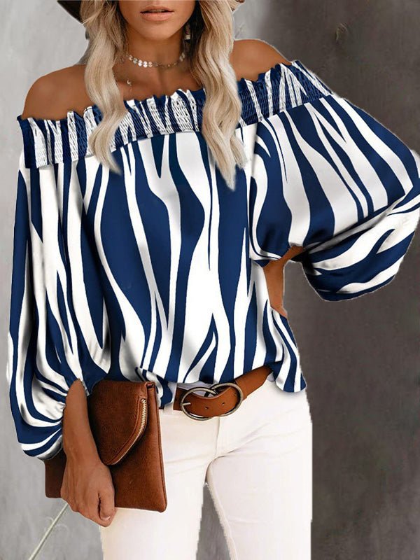 Women's Blouses Striped One-Shoulder Chiffon Blouse - LuckyFash™