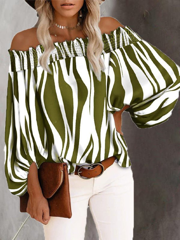 Women's Blouses Striped One-Shoulder Chiffon Blouse - LuckyFash™