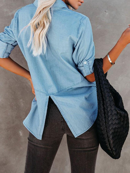 Women's Blouses Temperament Long Sleeve Button Denim Blouse - LuckyFash™