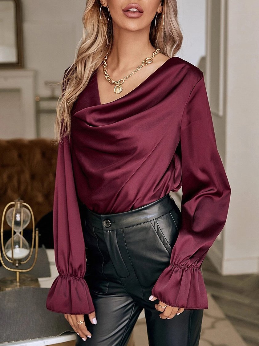 Women's Blouses Temperament Pile Pile Collar Long Sleeve Blouse - LuckyFash™