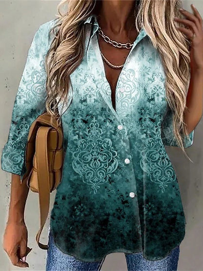 Women's Blouses Tie Dye Print Button Long Sleeve Blouse - LuckyFash™