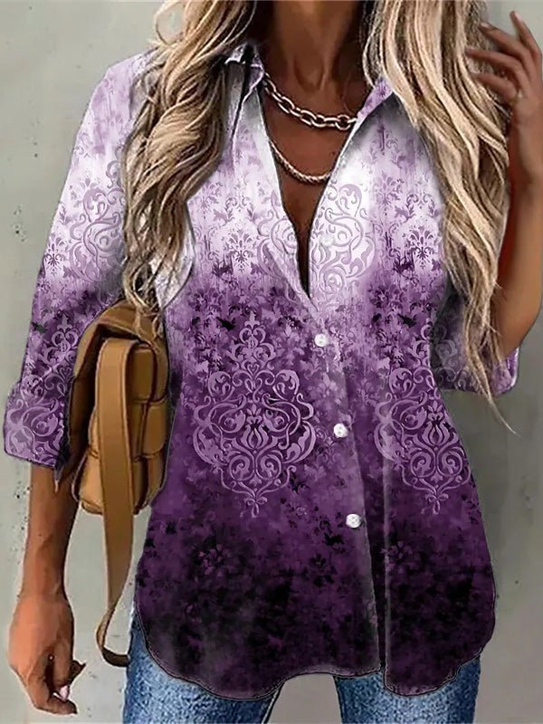 Women's Blouses Tie Dye Print Button Long Sleeve Blouse - LuckyFash™