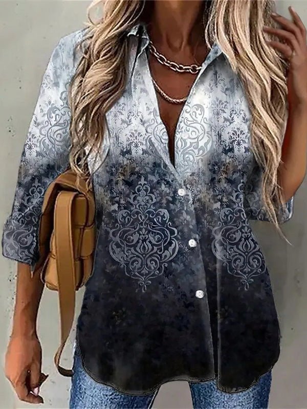 Women's Blouses Tie Dye Print Button Long Sleeve Blouse - LuckyFash™