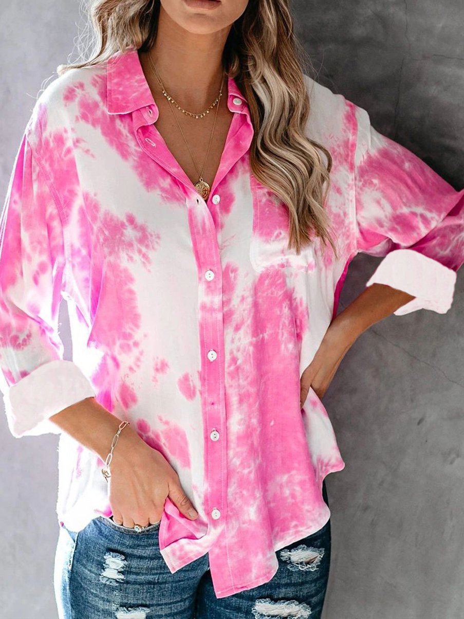 Women's Blouses Tie-Dye Printed Loose Button Long Sleeve Blouses - LuckyFash™