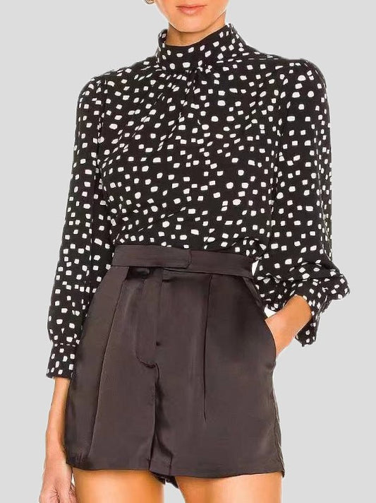 Women's Blouses Turtleneck Polka Dot Long Sleeve Blouse - LuckyFash™