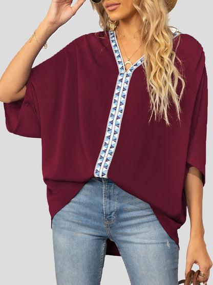 Women's Blouses V-Neck Dolman Sleeve Chiffon Blouse - LuckyFash™